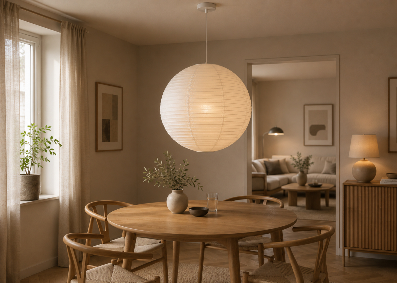 Lampe &agrave; riz 'Lycka' - Blanc 50cm