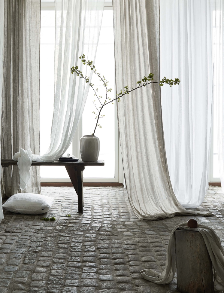 Rideau avec bande fronce 'Dalsland' 145x250 - Beige