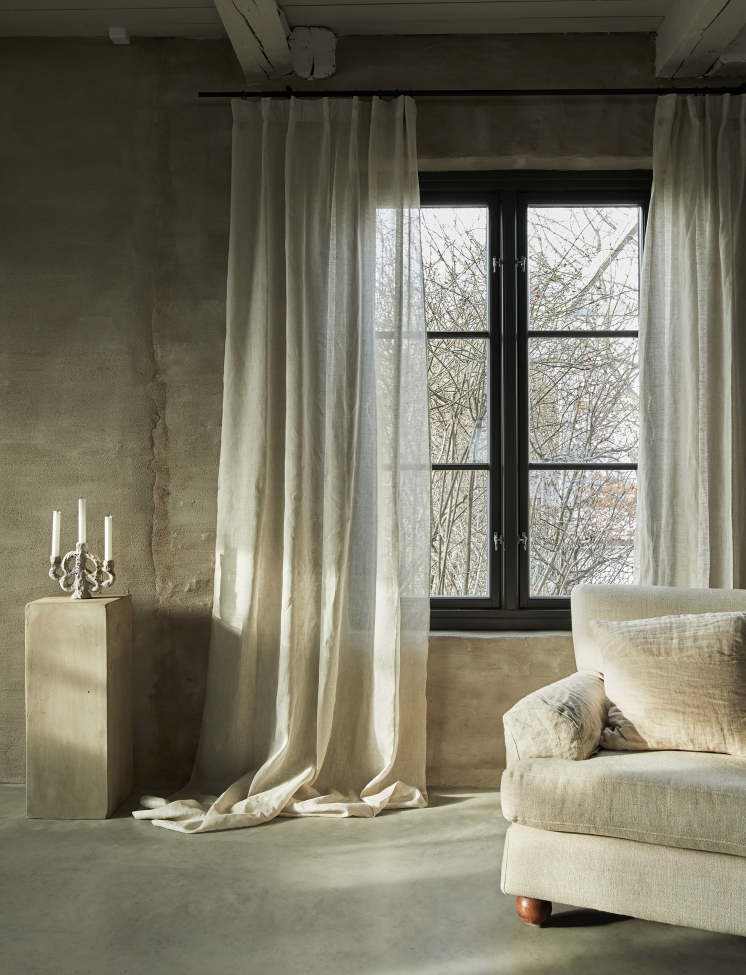 Rideau avec bande fronce 'Dalsland' 145x250 - Beige