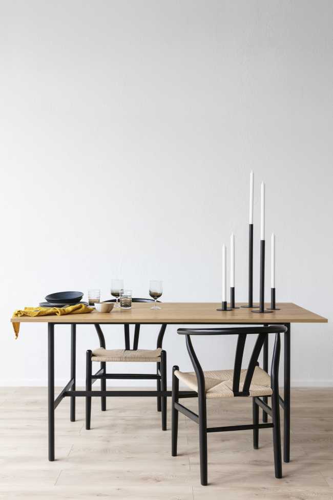 Table à manger 'Line' - Chêne/Noir 160x90cm