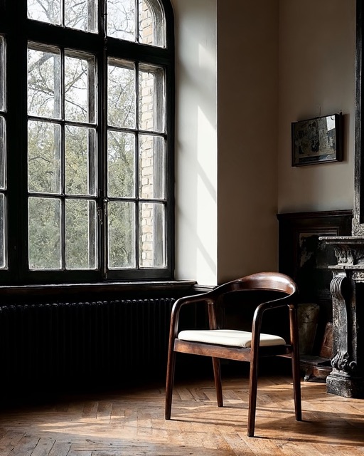 Chaise à bras 'Aspa' - Brun foncé/Beige