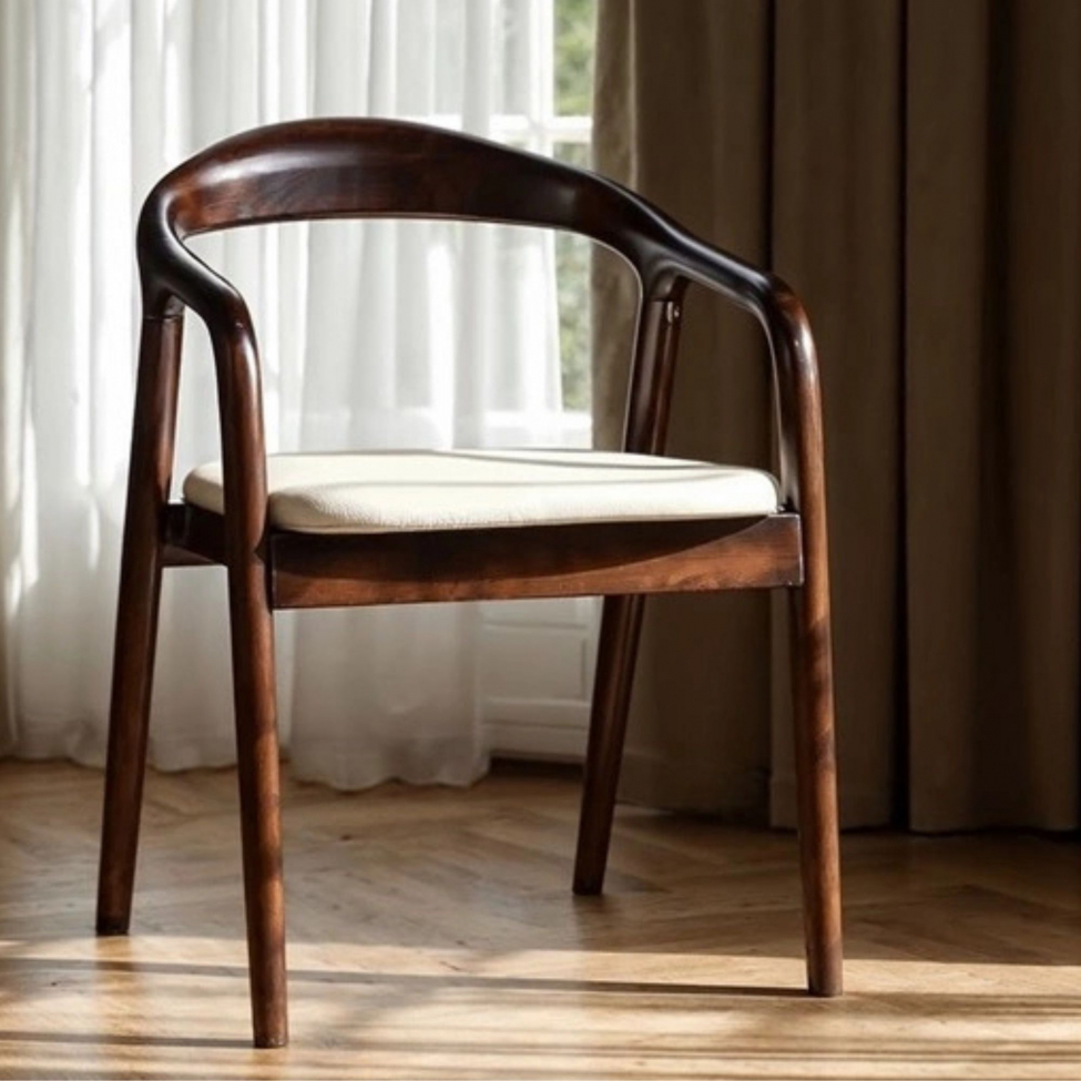 Chaise à bras 'Aspa' - Brun foncé/Beige