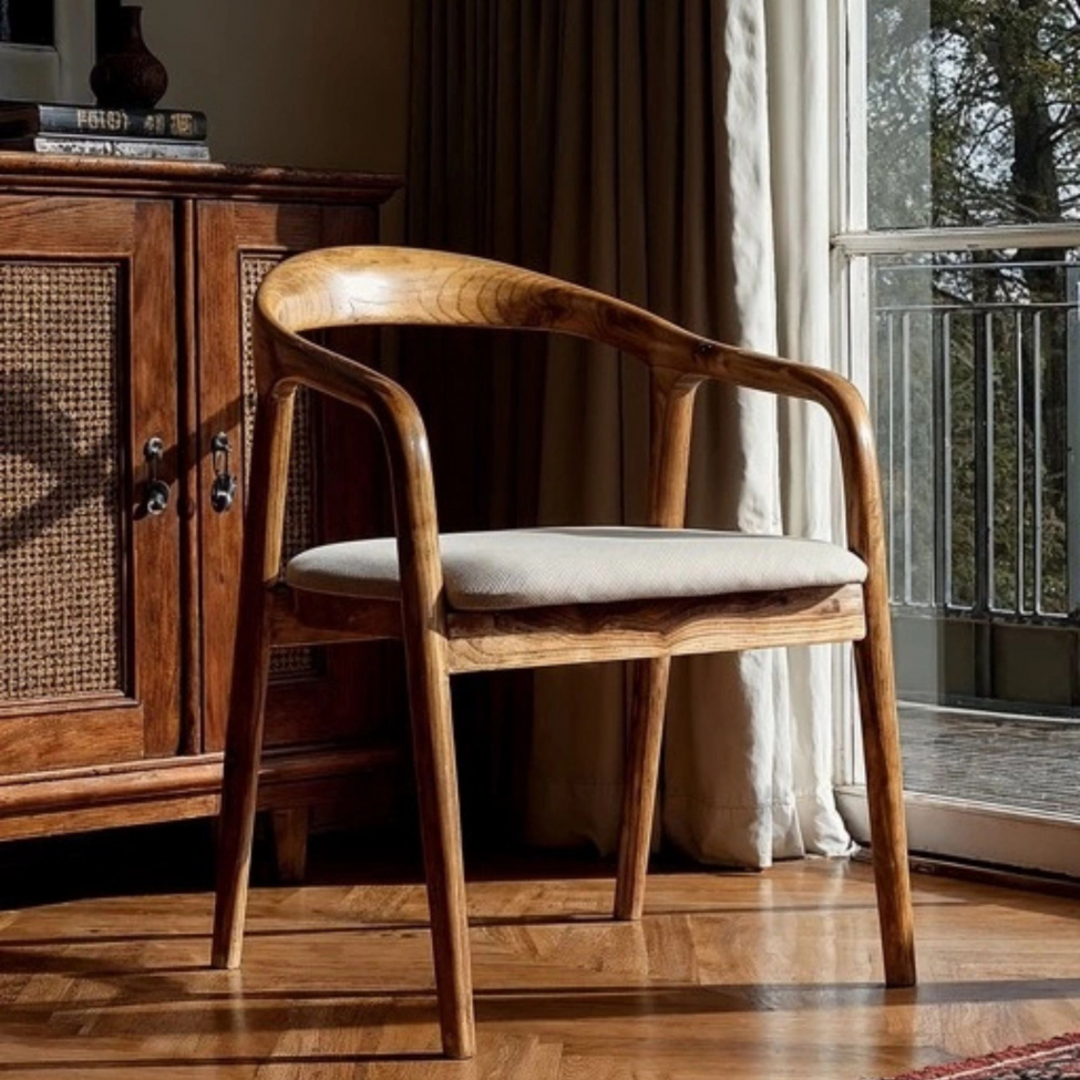 Chaise à bras 'Aspa' - Naturel/beige