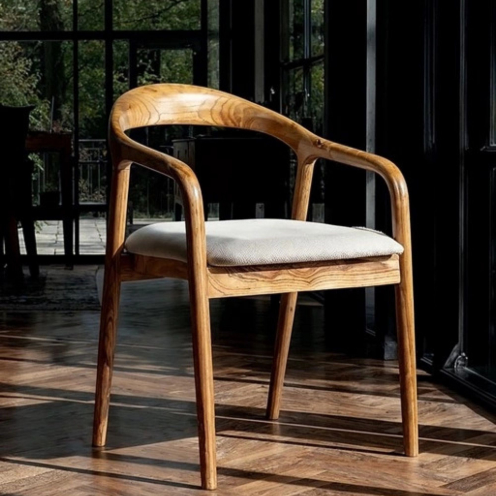 Chaise à bras 'Aspa' - Naturel/beige