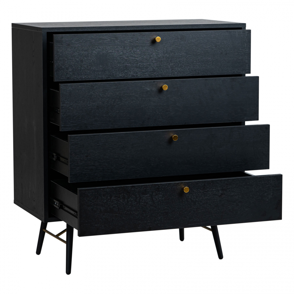 Commode 'Lux' - Noir/ Laiton