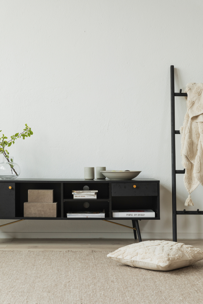 Meuble TV 'Lux' - Noir/ Laiton