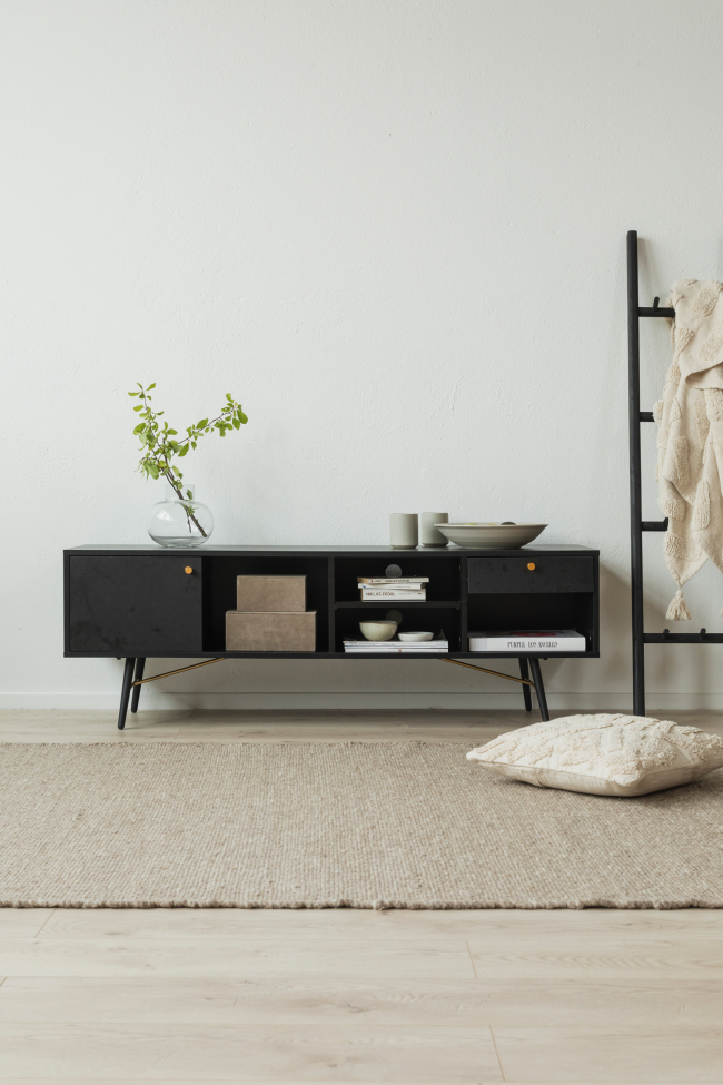 Meuble TV 'Lux' - Noir/ Laiton