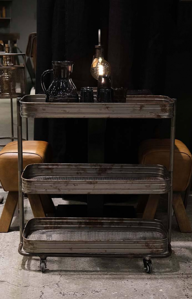 Table roulante 'Vega' - Fer/Verni