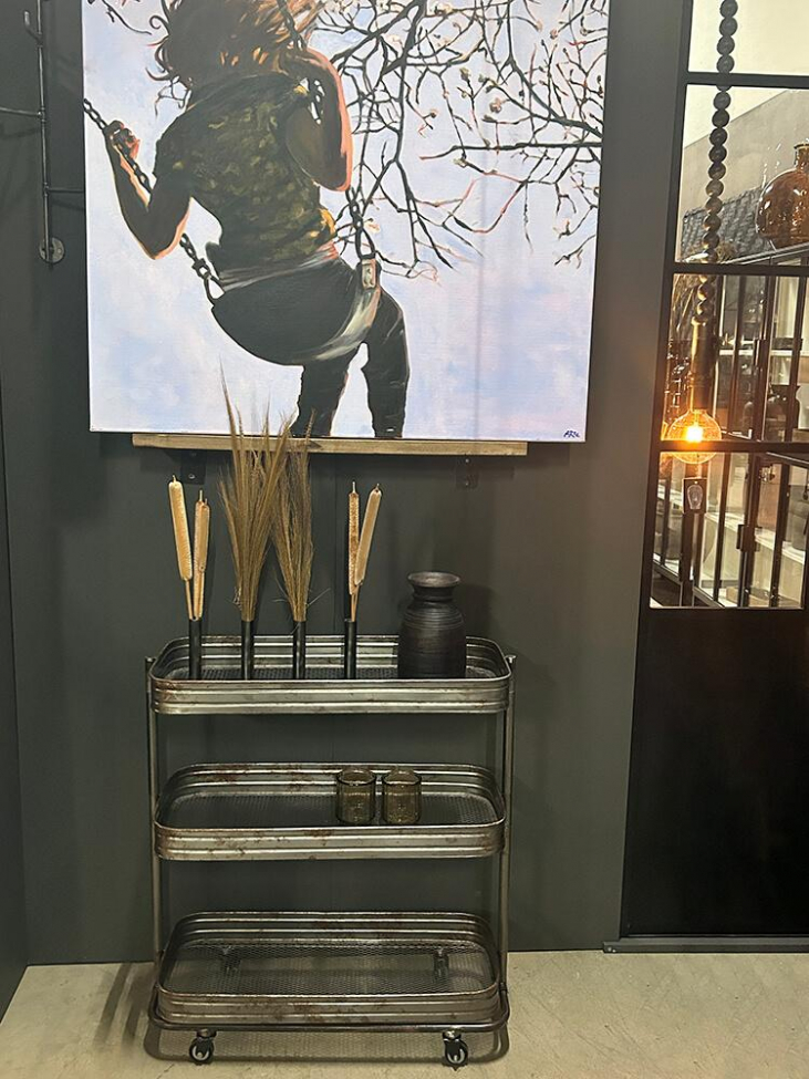 Table roulante 'Vega' - Fer/Verni