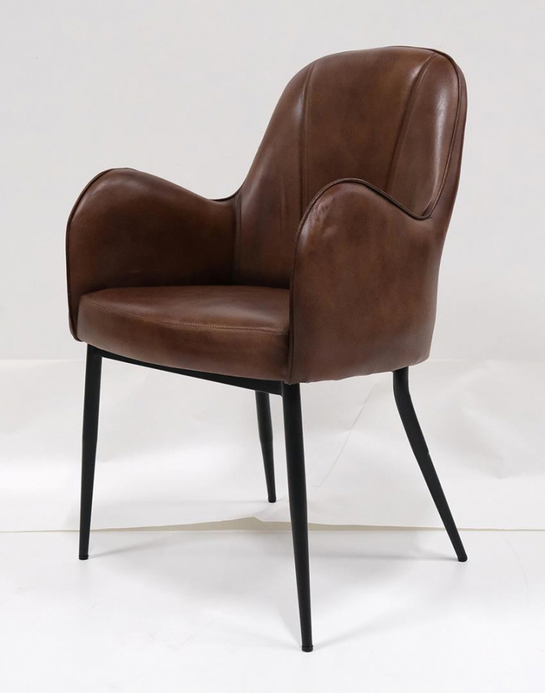 Chaise 'Mickey' - Cuir brun