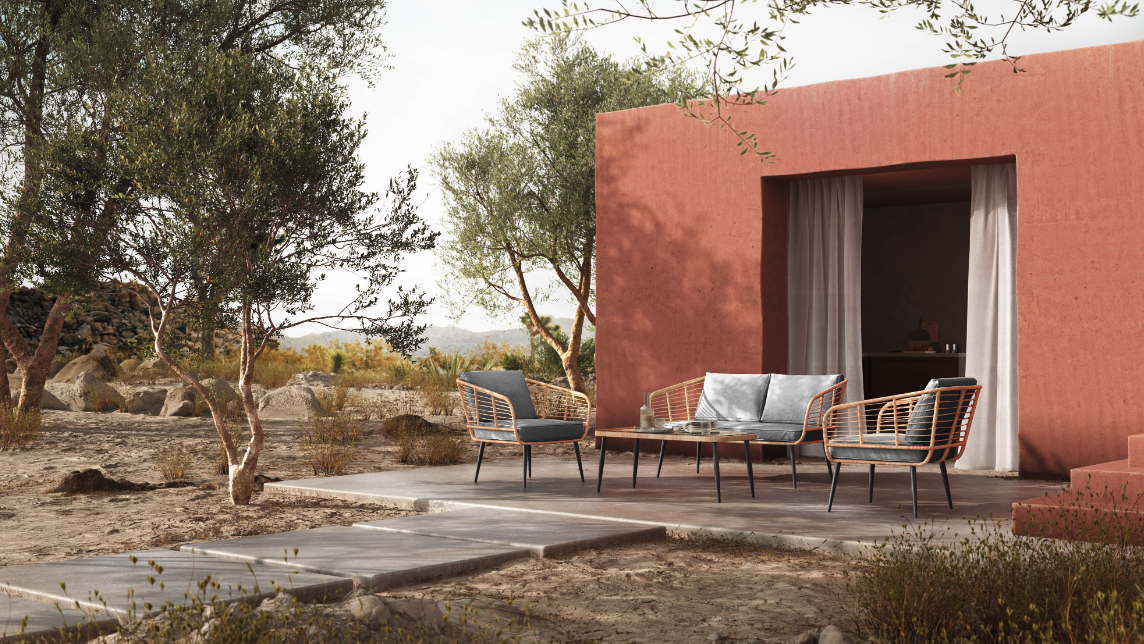 Canapé de jardin 'Sardinia' - Naturel/Gris