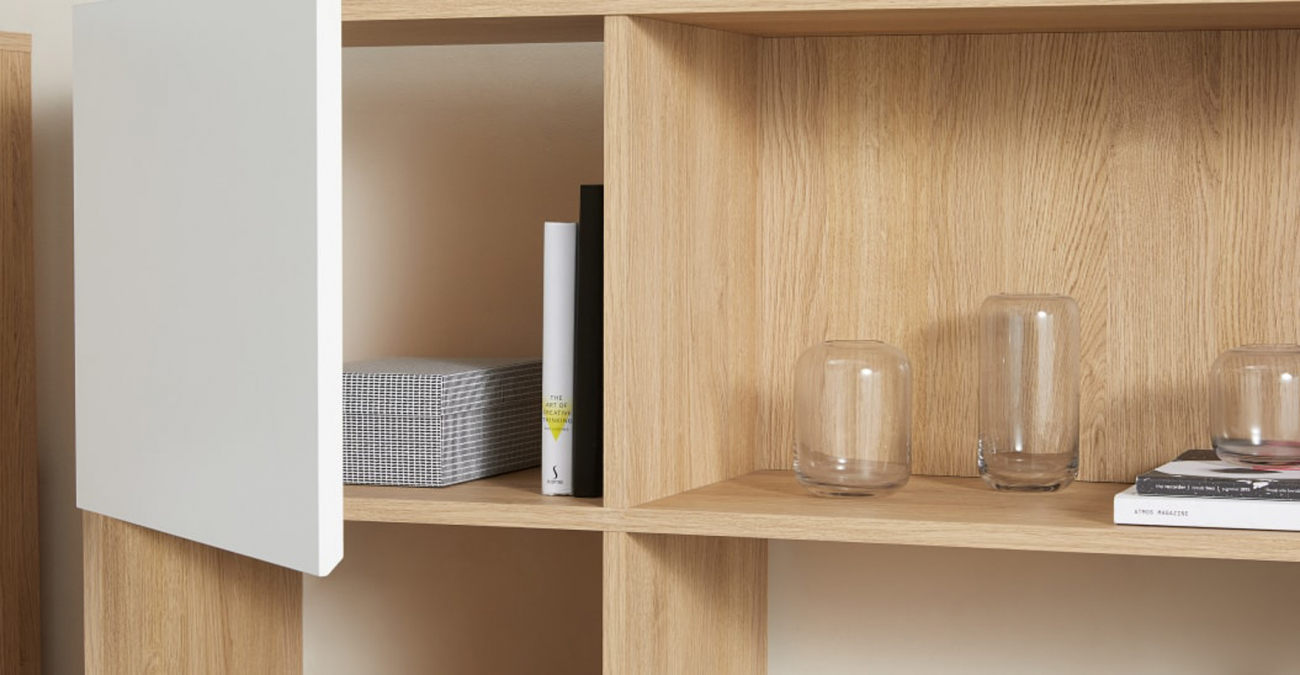 Bibliothèque 'Nevada' 80x173 - Chêne/Blanc