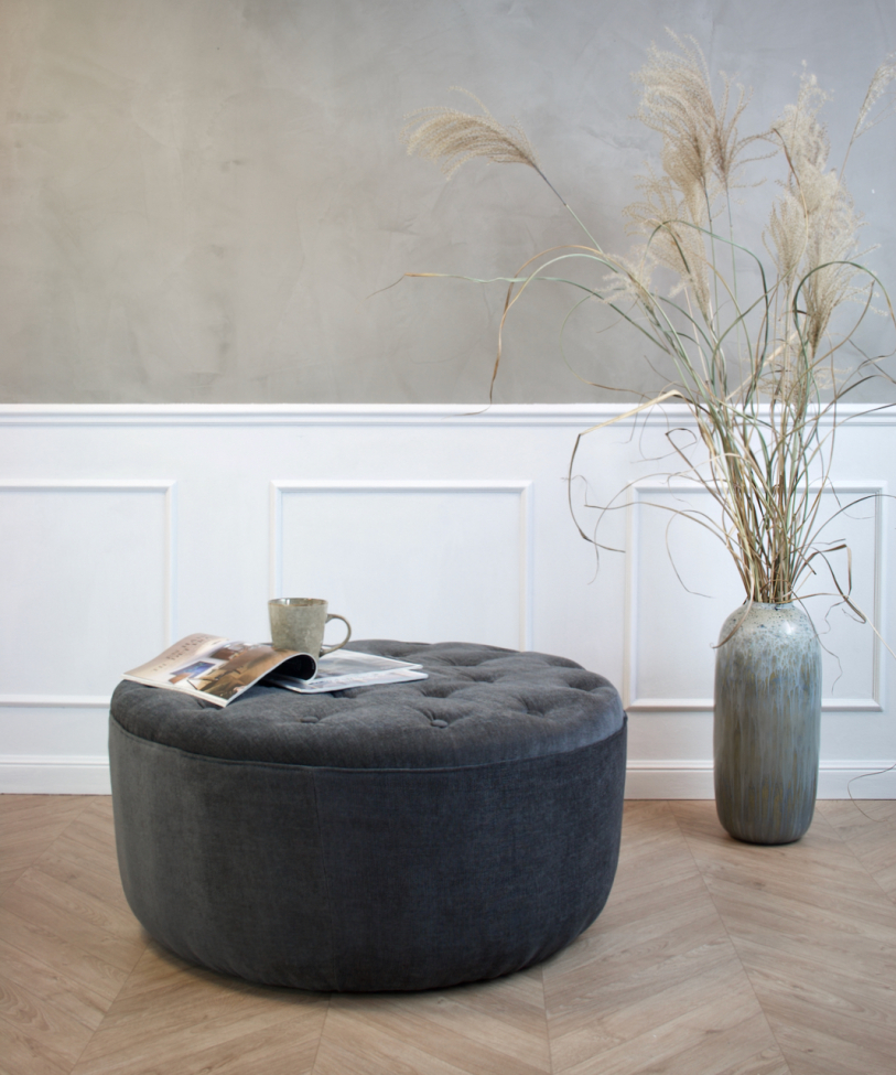 Pouf 'Dimple' Rond 84cm - Gris