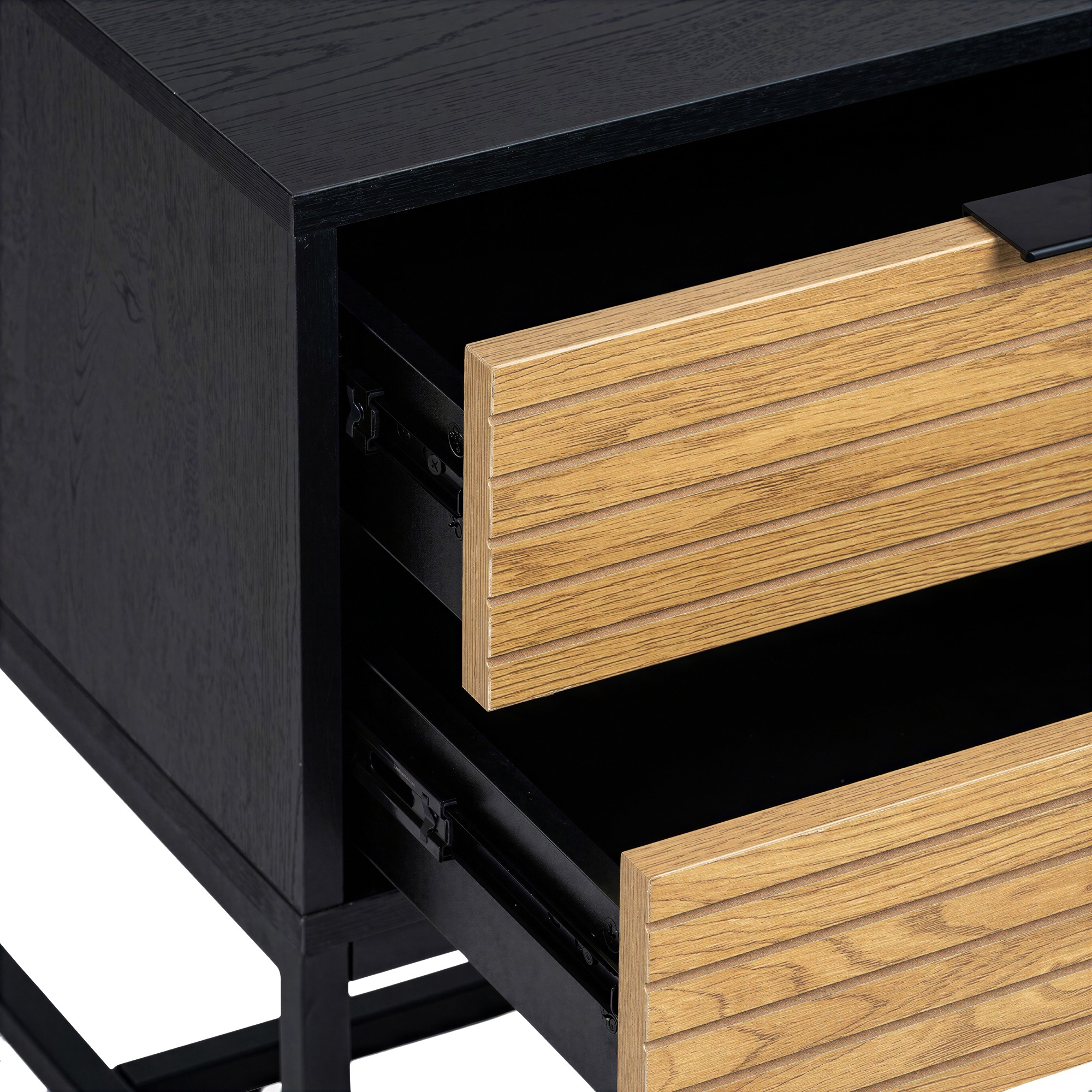 Table de nuit 'Punt' - Ch&ecirc;ne/Noir