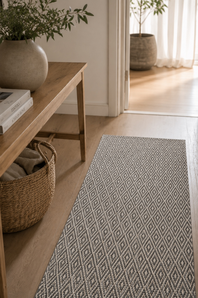 Tapis 'Cozy Luxury' 90x200cm - Gris/Blanc