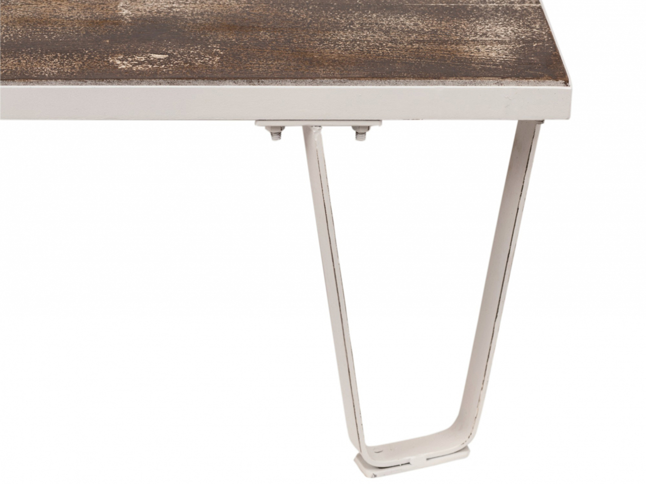 Table basse Vintage - Blanc Patiné/Bois