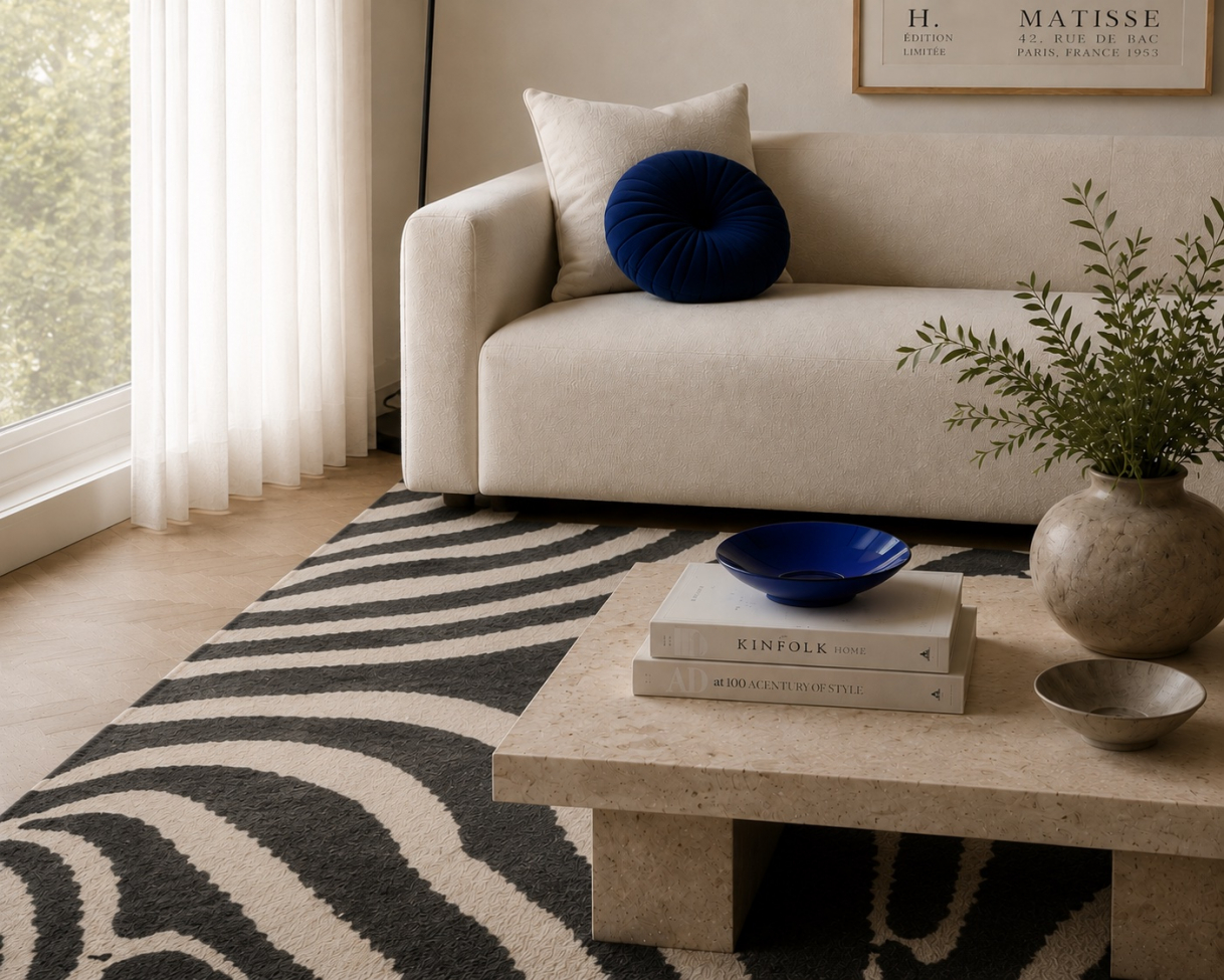 Tapis « Marovi » - Noir/Blanc