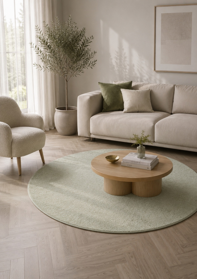 Tapis 'Ängelholm' Rond 200 cm - Vert