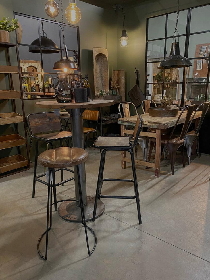 Tabouret de bar 'Helmer' - Cuir noir