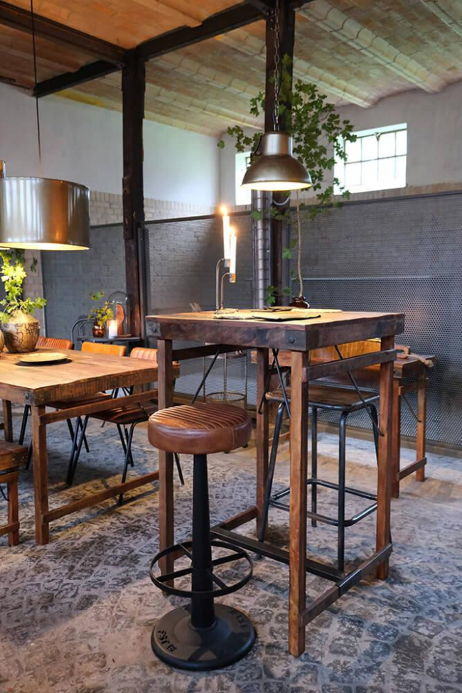 Tabouret de bar 'Helmer' - Cuir noir