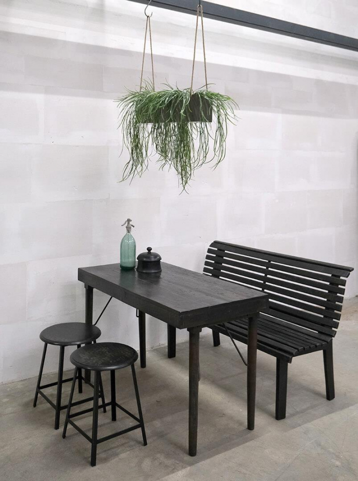 Banc avec lattes Vintage - Noir