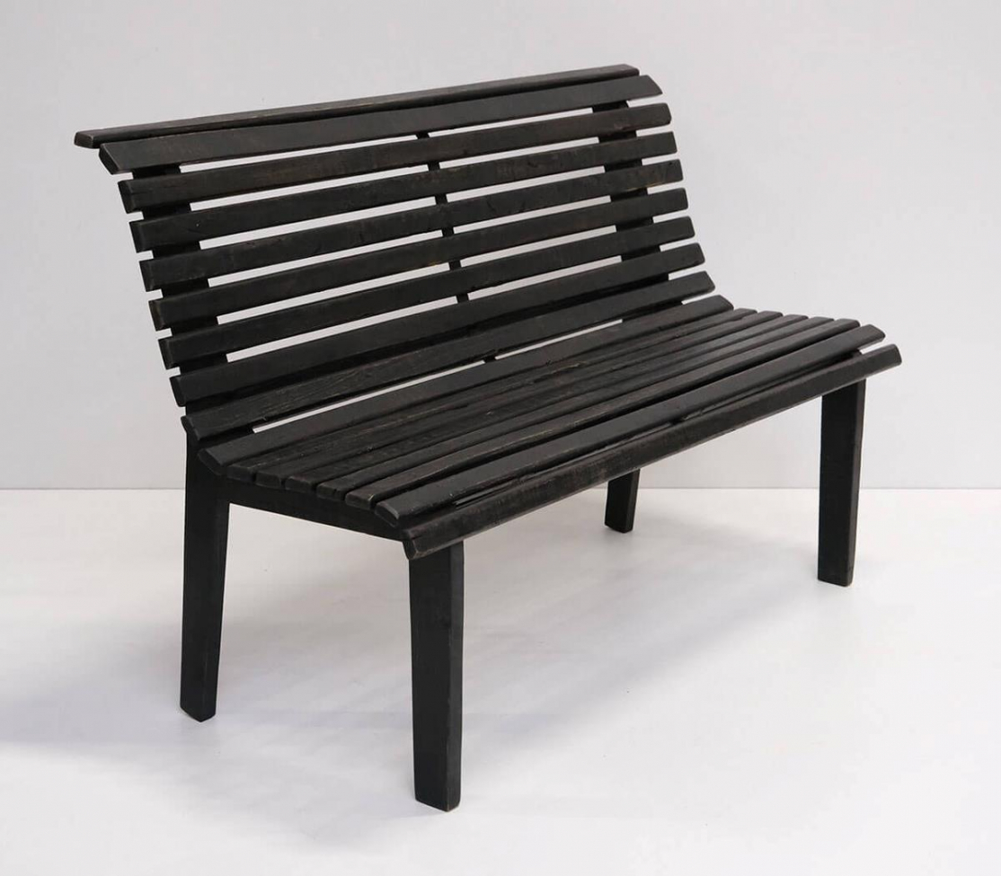 Banc avec lattes Vintage - Noir