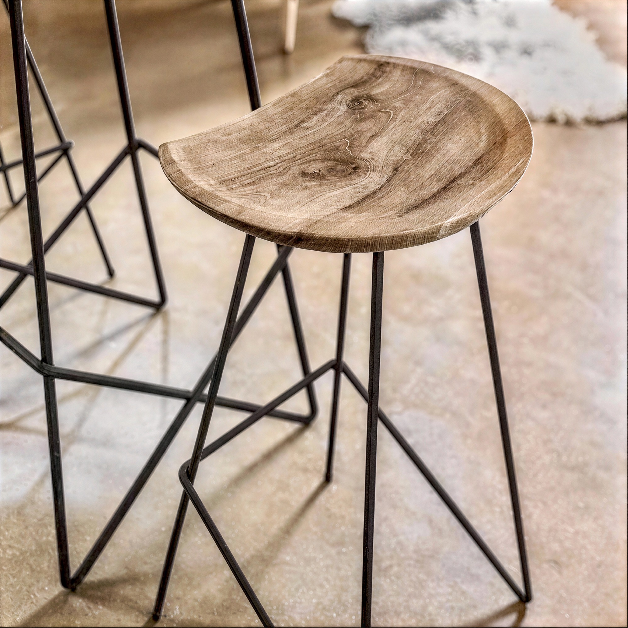 Tabouret 'Teak' 77cm - Nature