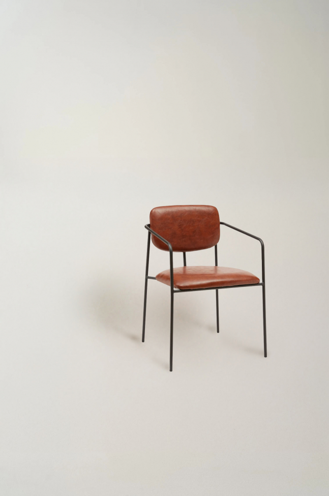 Fauteuil à accoudoirs 'Ebba' - Marron