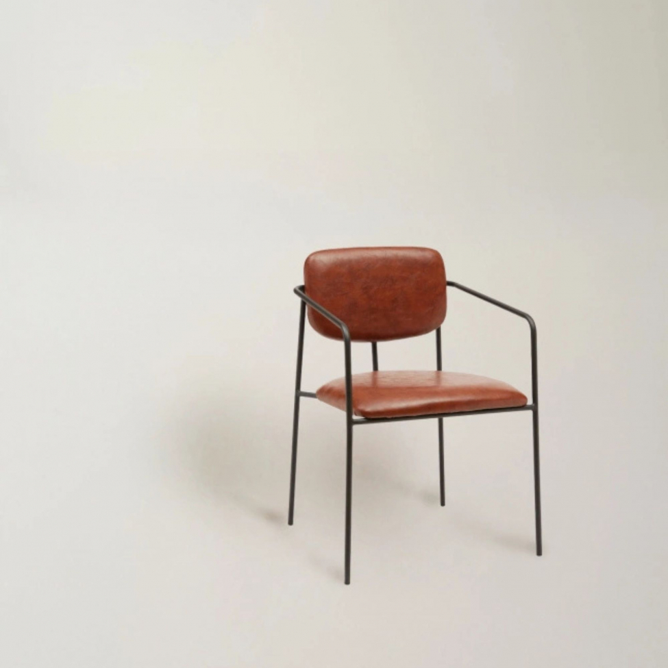 Fauteuil à accoudoirs 'Ebba' - Marron