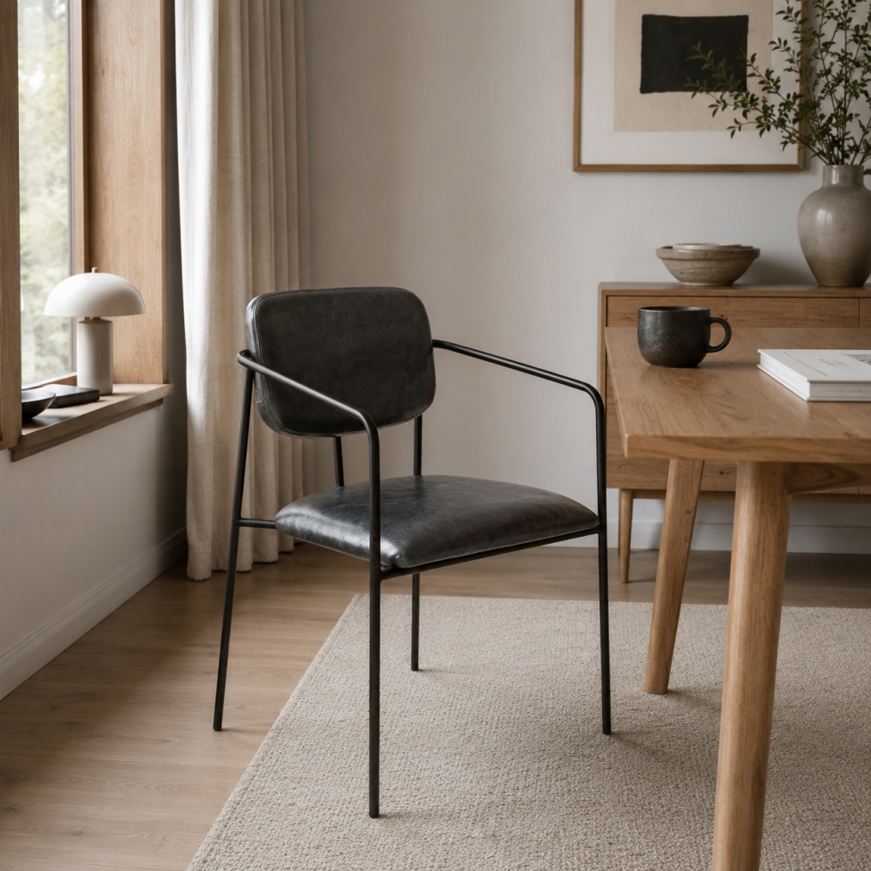 Fauteuil à accoudoirs 'Ebba' - Gris foncé