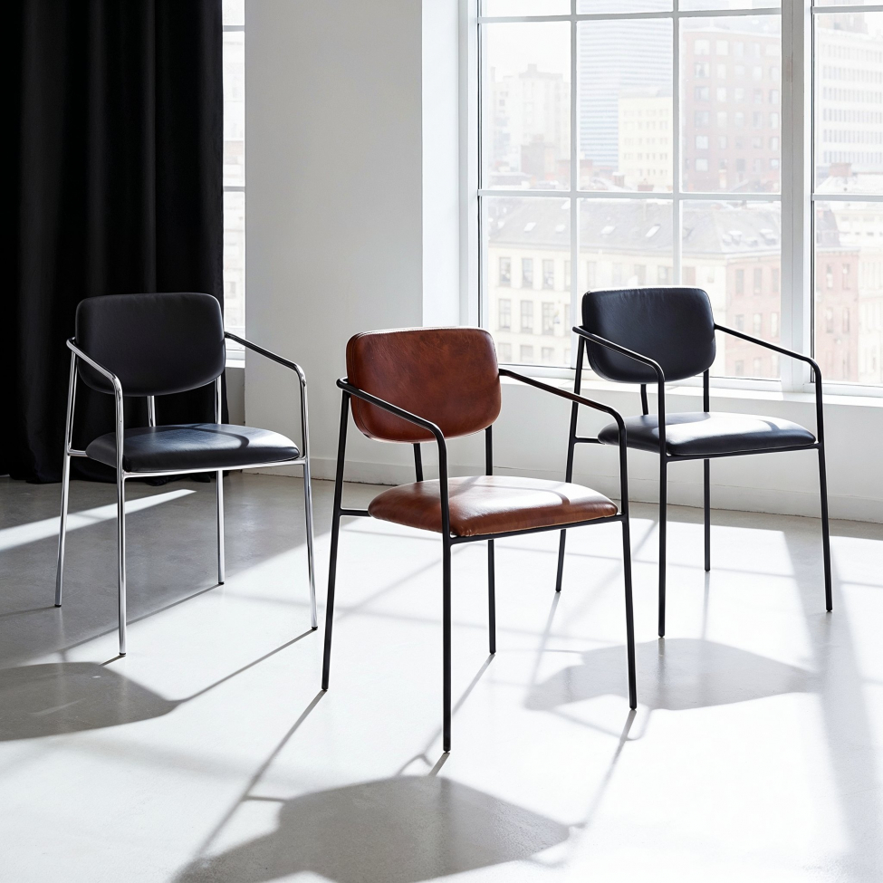 Fauteuil à accoudoirs 'Ebba' - Noir/Argent