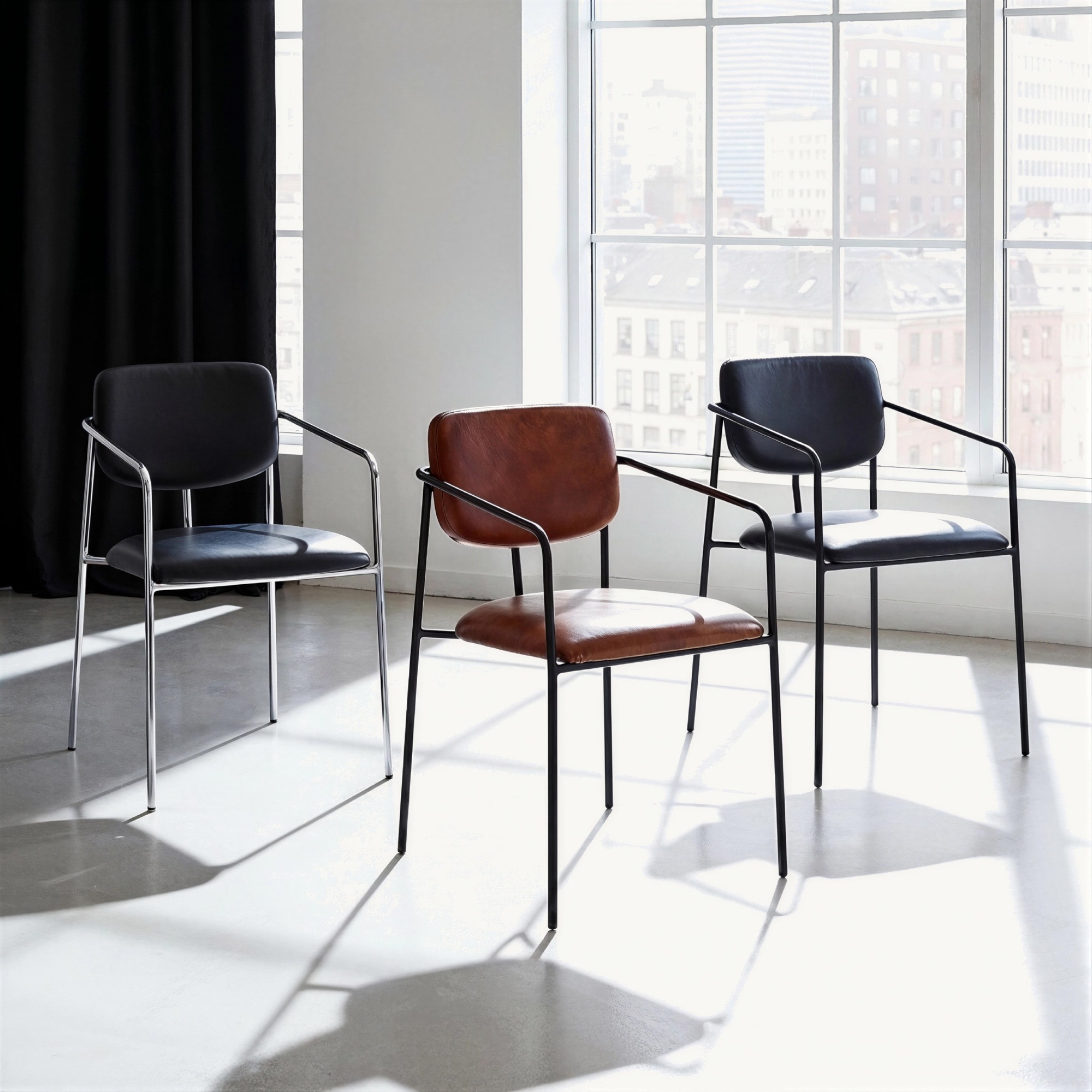Fauteuil à accoudoirs 'Ebba' - Noir/Argent