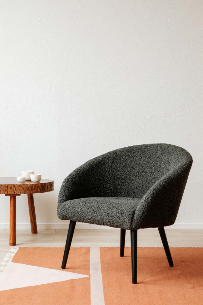 Fauteuil 'Puffy' - Gris foncé/Teddy