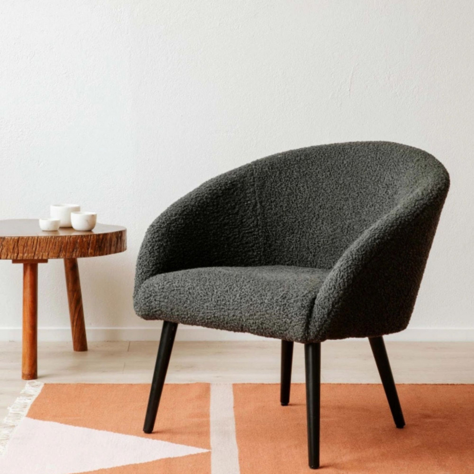 Fauteuil 'Puffy' - Gris fonc&eacute;/Teddy