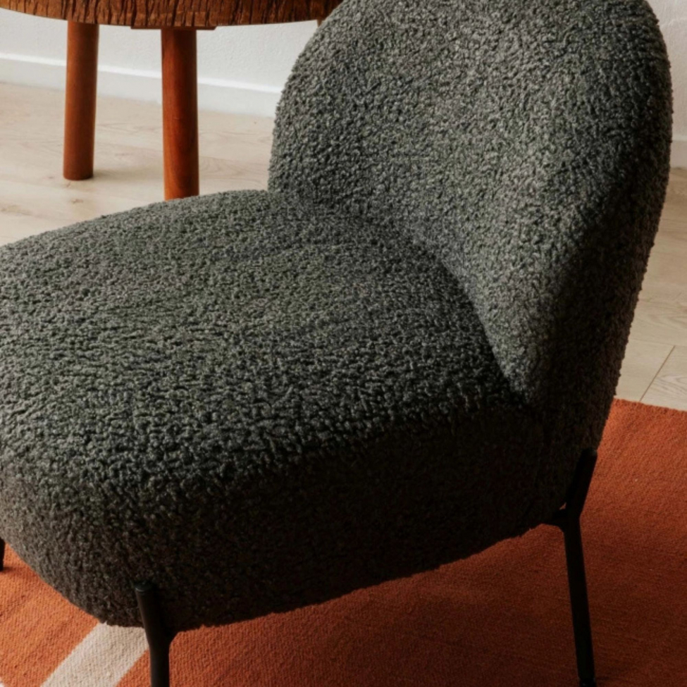 Fauteuil 'Gori' - Gris fonc&eacute;/Teddy