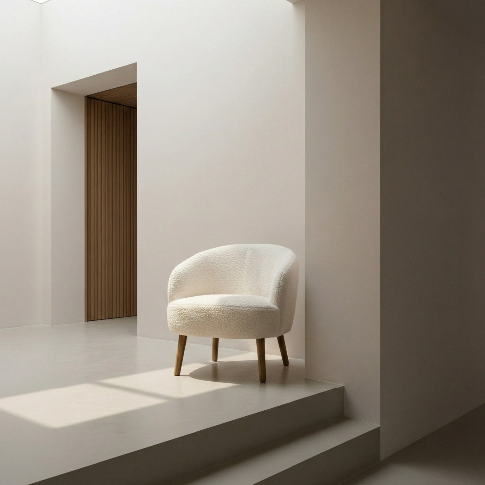 Fauteuil 'Capri' pieds en bois - Blanc