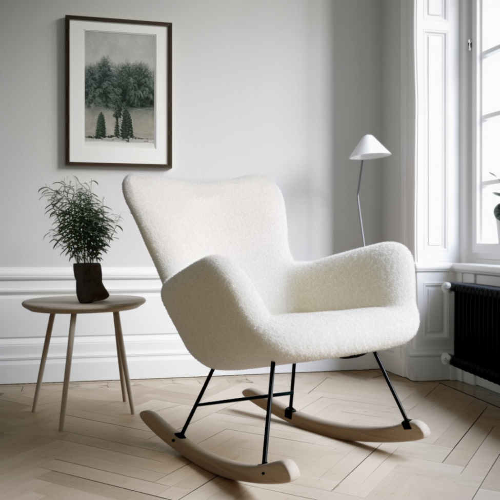 Rocking chair 'Como' - Blanc/Teddy