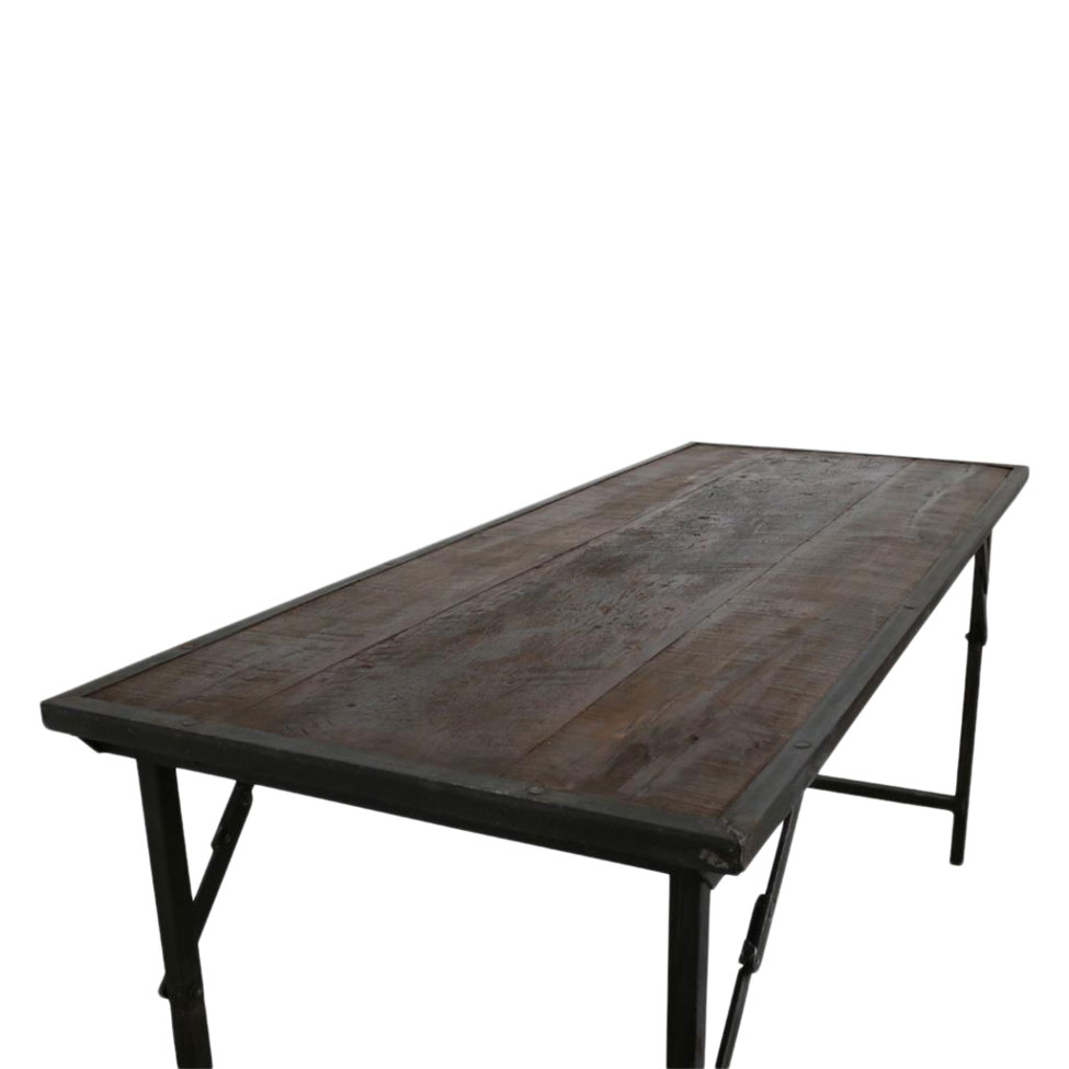 Table à manger 'Factory' 153x62cm - Brun/Noir