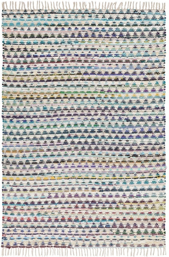 Tapis en chiffons « Lindby » - Multicolore/bleu
