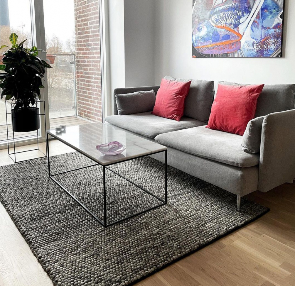 Tapis en laine 'Avafors Wool Bubble' 70x140cm - Gris