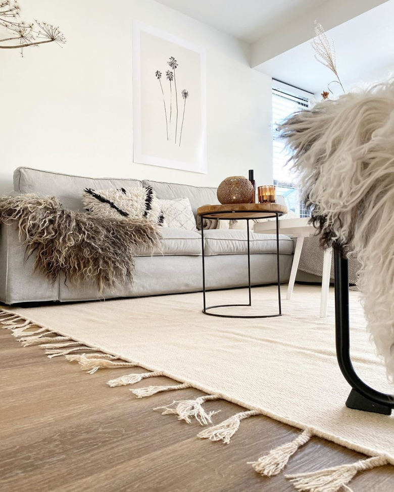 Tapis en laine 'Malana' 240x240cm - Beige