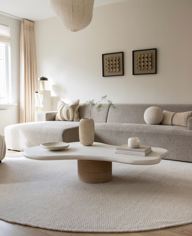 Tapis rond 'Coastal' 240cm - Crème