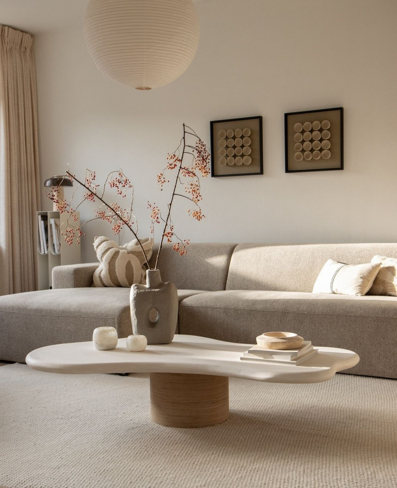 Tapis rond 'Coastal' 240cm - Crème