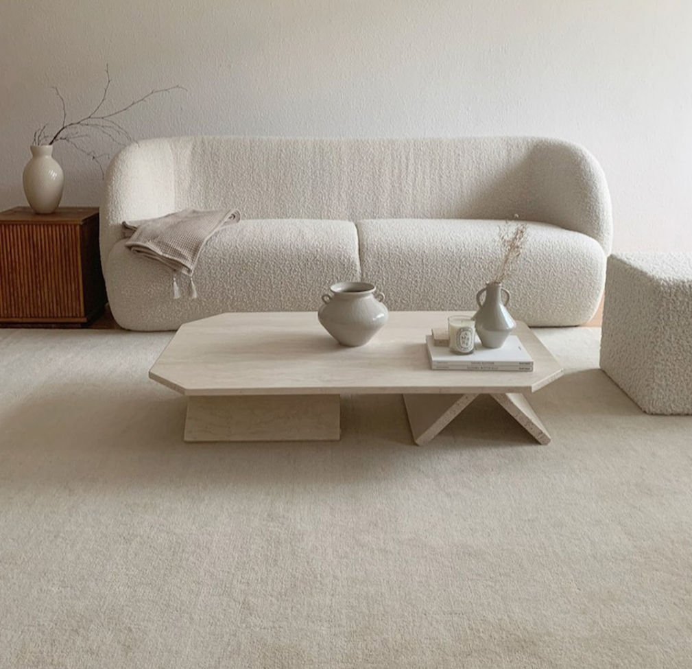 Tapis en laine 'Ella' 200x200cm - Crème