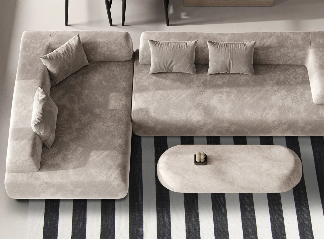 Tapis en coton 'Nilo' 200x290cm - Blanc/Noir