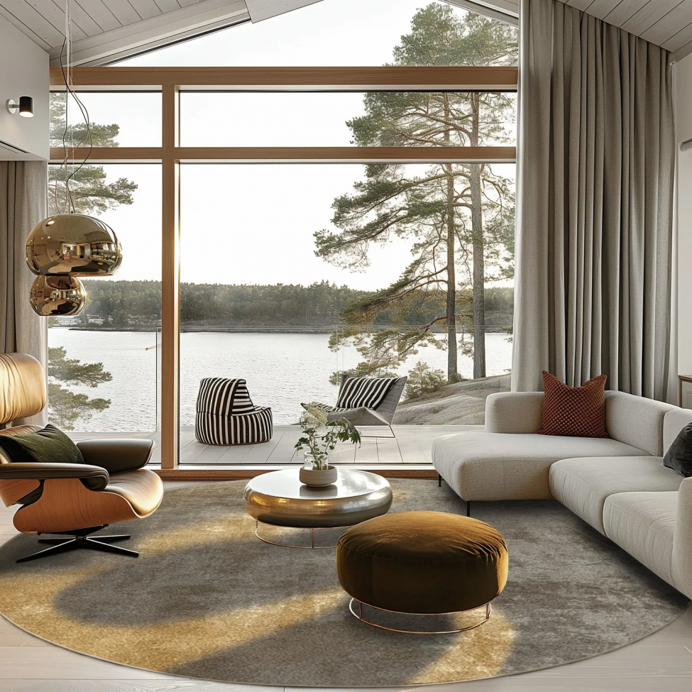 Tapis rond 'Lynton' 200cm - Brun