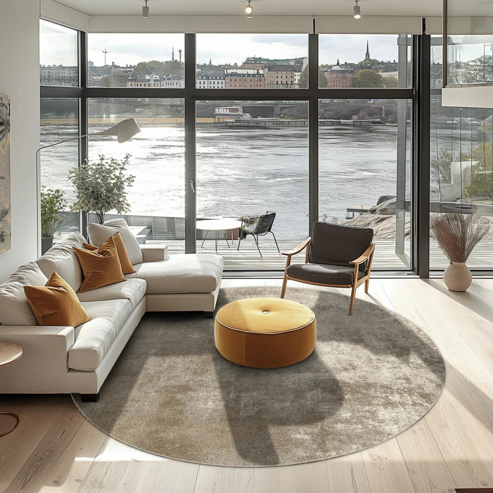 Tapis rond 'Lynton' 240cm - Brun