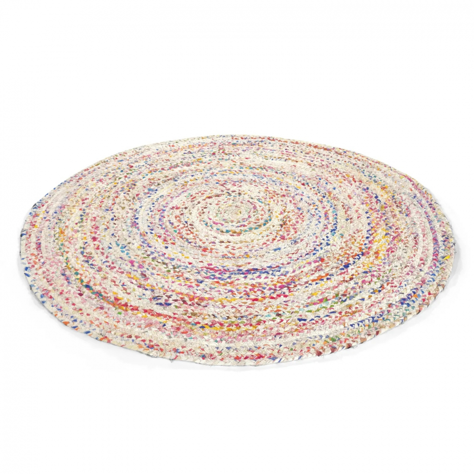 Tapis rond 'Flätan' 200cm - Blanc/Multi