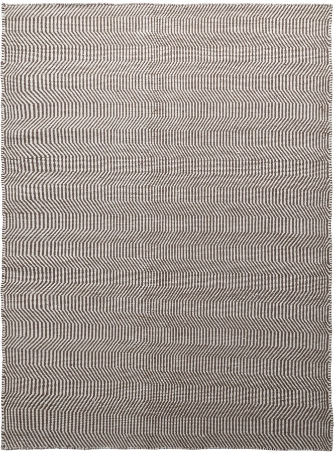 Tapis en laine 'Larkana' - Marron/blanc