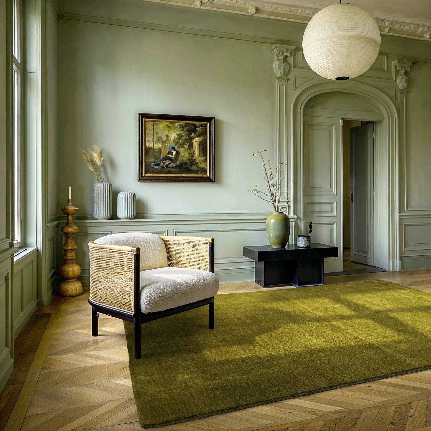 Tapis en laine 'Rozen Handloom Wool Premium' - Vert